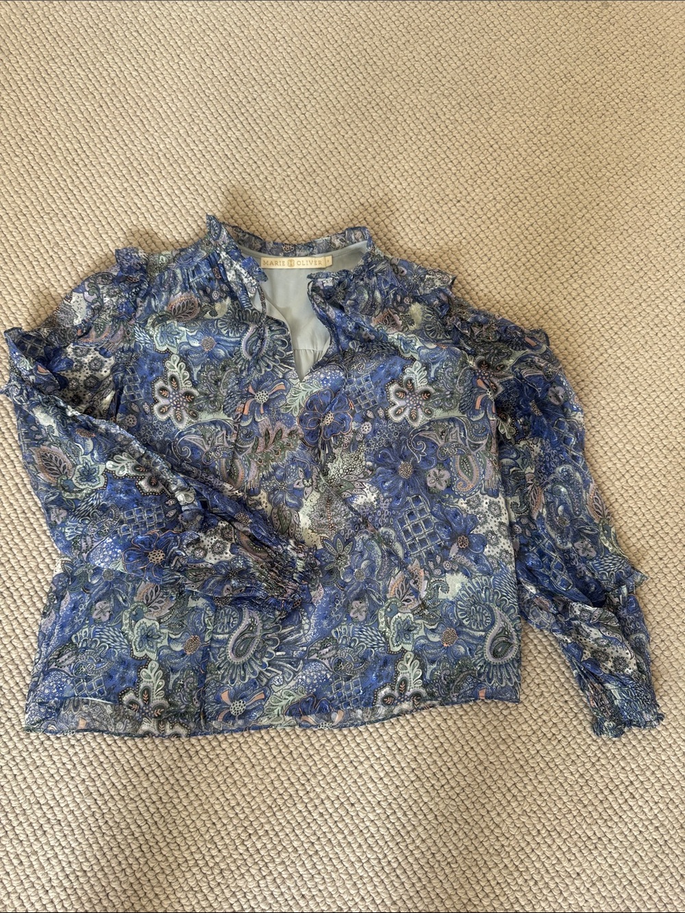 Marie Oliver Light Blue Paisley Print Blouse